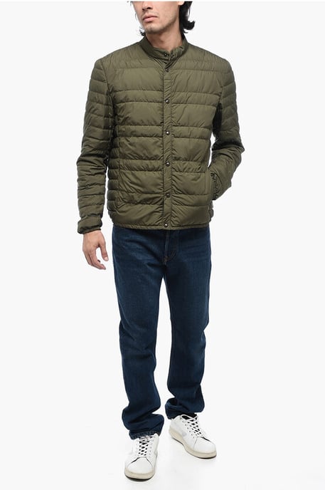 Quilted Lightweight Jacket with Crewneck in Green - Image 4