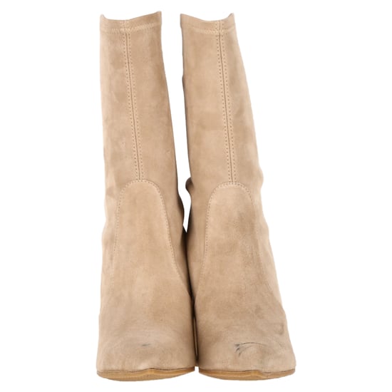 Stuart Weitzman Block Heel Ankle Boots in Beige Suede - Image 2