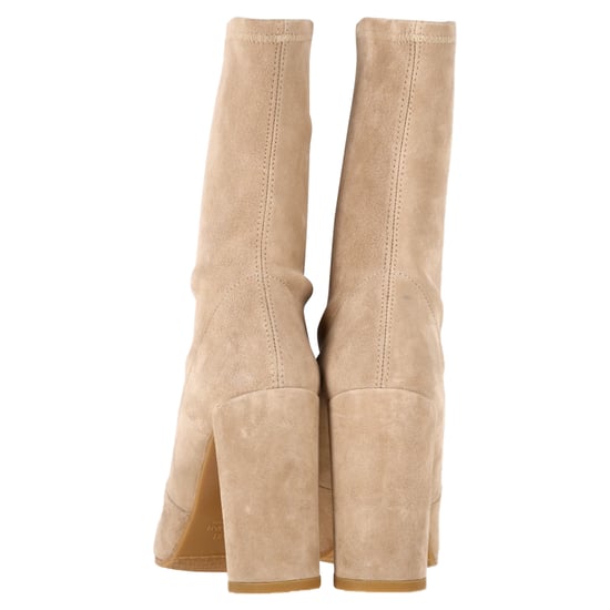 Stuart Weitzman Block Heel Ankle Boots in Beige Suede - Image 5