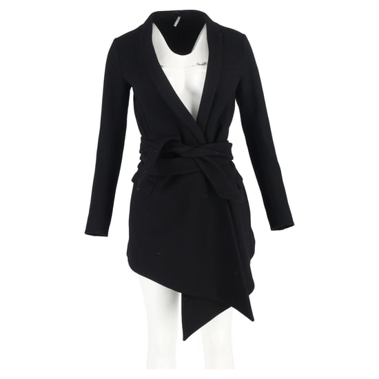Dior Asymmetrische Peacoat Robe in Zwart Wol - Image 4