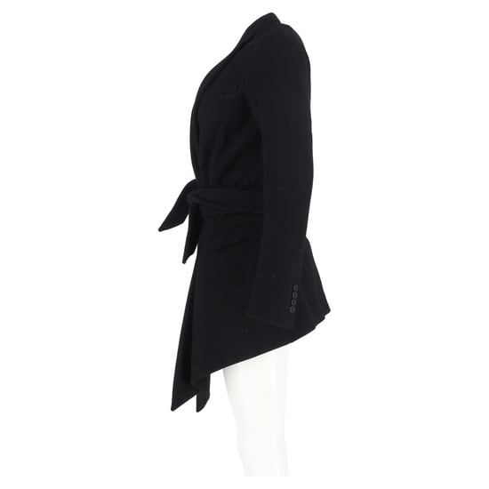 Dior Asymmetrische Peacoat Robe in Zwart Wol - Image 5