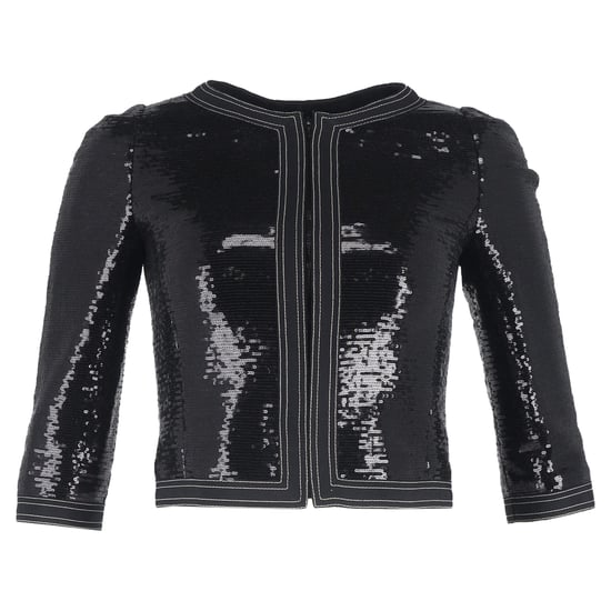 Chanel Zipped Sequined Cropped Blazer in Black Polyester - Image 1