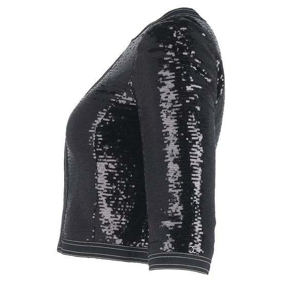Chanel Zipad Glittrig Cropped Blazer i Svart Polyester - Image 2