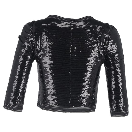 Chanel Zipad Glittrig Cropped Blazer i Svart Polyester - Image 3