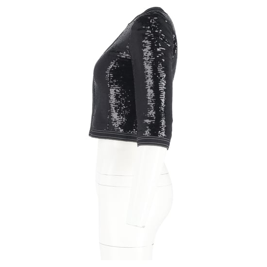 Chanel Zipad Glittrig Cropped Blazer i Svart Polyester - Image 5