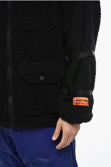 POLAR FLEECE-jacka med logotyp och spännedetaljer i svart - Image 3