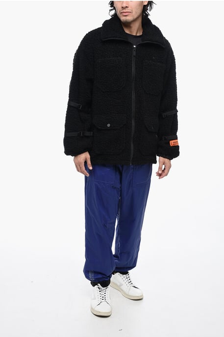 POLAR FLEECE-jacka med logotyp och spännedetaljer i svart - Image 4