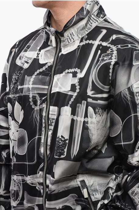 Nylon XRAY vindjacka med avtagbar huva i svart och vitt - Image 3