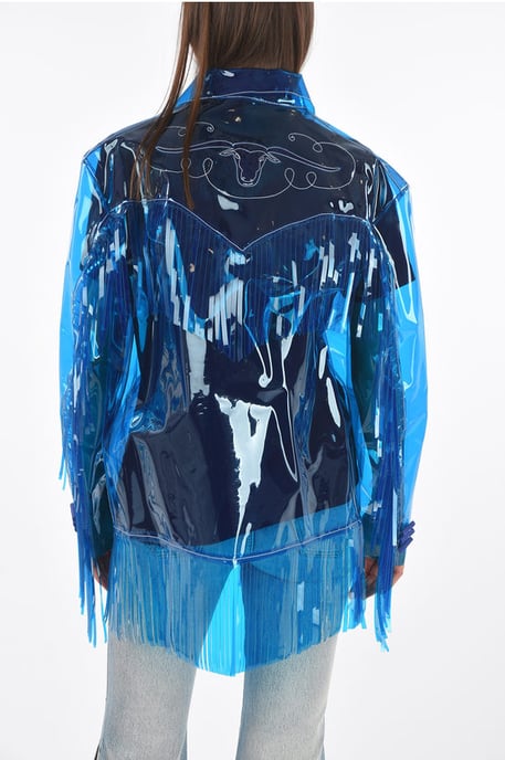 fringed pvc western jacket in Blue - Image 2