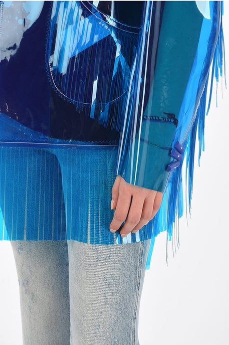 fringed pvc western jacket in Blue - Image 3