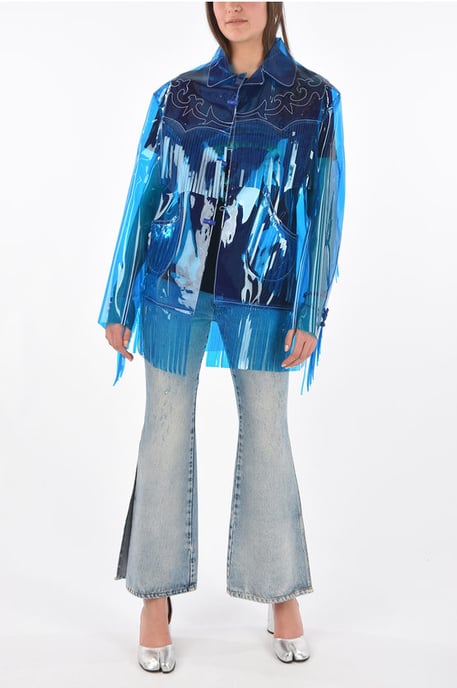 fringed pvc western jacket in Blue - Image 4