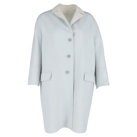 Loro Piana Buttoned Coat in Light Blue Wool - Image 1