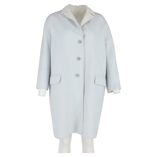 Loro Piana Buttoned Coat in Light Blue Wool - Image 4