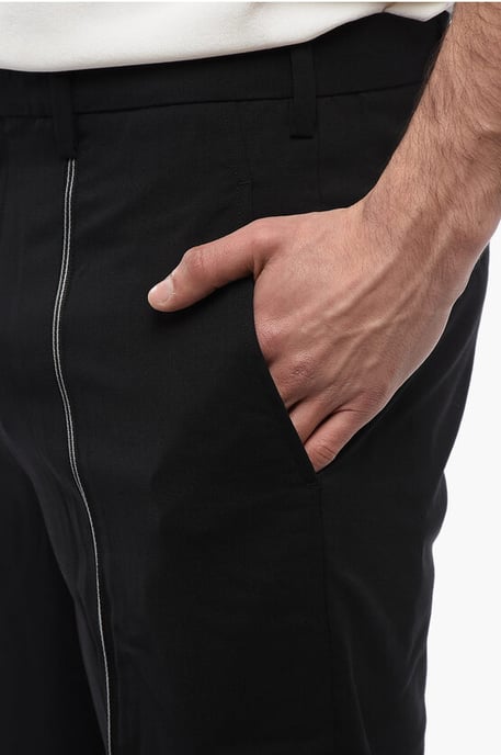 Slim Fit Chino-broek van wolmix TAPE in zwart - Image 3