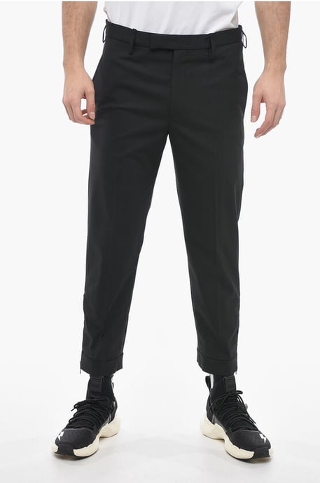 Slim Fit JAMIE Chinos Pants with Ankle Zips in Black - Image 1