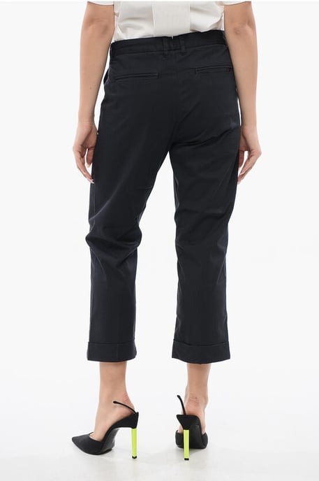 Blå chinos med stretchig bomull och croppad passform - Image 2