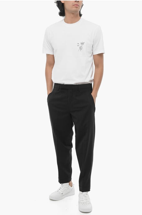 Effen kleur slim fit chino broek met verstelbare enkel in zwart - Image 4