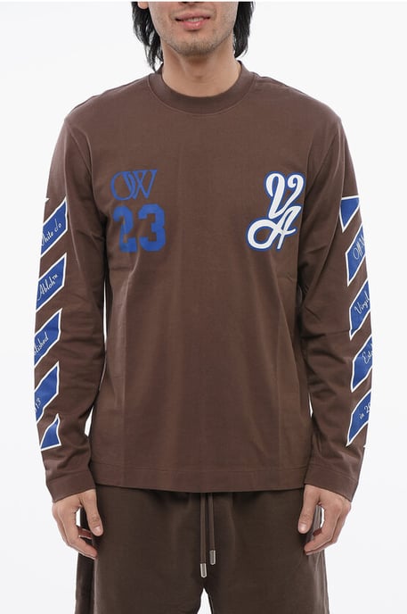 Printed RAIN DRUM Long Sleeved T-shirt in Brown - Image 1