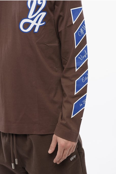 Printed RAIN DRUM Long Sleeved T-shirt in Brown - Image 3