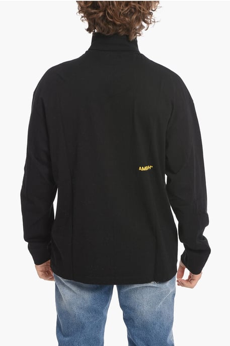 Turtleneck SOLAR POWER Cotton T-Shirt in Black - Image 2