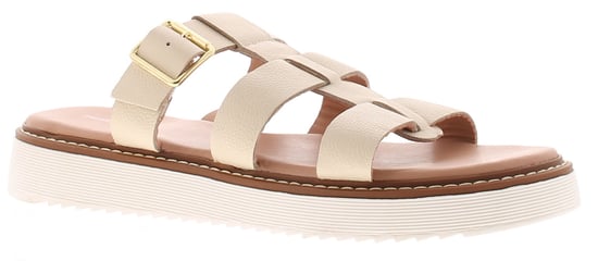 Hush Puppies Dames Sandalen Celeste Slip-On Gladiator Leer Gesp Beige - Image 1