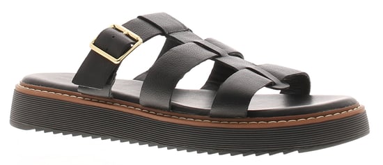 Hush Puppies Dames Sandalen Celeste Slip-On Gladiator Leer Gesp Zwart - Image 1