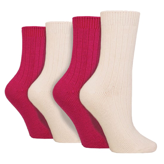 4 Pack Ladies Cashmere Boot Socks | Breathable Cozy Ribbed Wool Bed Socks - Image 1