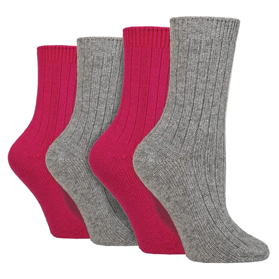 4 Pack Ladies Cashmere Boot Socks | Breathable Cozy Ribbed Wool Bed Socks - Image 1