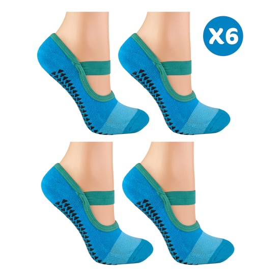 6-Pack Dames Antislip Yoga Sokken Met Bandjes - Image 1