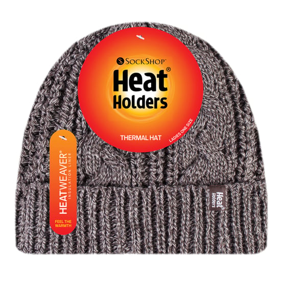 Ladies Cable Turnover Warm Thermal Beanie Hat - Image 2