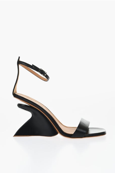 Leather JUG Sandals Wedge 9 cm in Black - Image 3