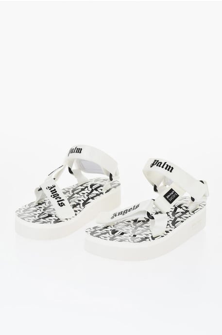 SUICOKE Logoed Fabric Sandals in White - Image 1