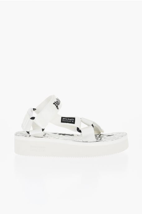 SUICOKE Logoed Fabric Sandals in White - Image 3