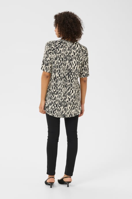 Gebreide tuniek A-shape black offwhite - Image 2