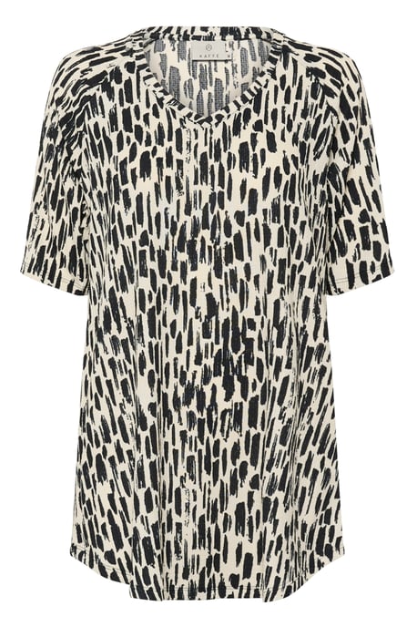 Gebreide tuniek A-shape black offwhite - Image 4