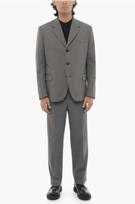 Side Vents Notch Lapel Slim Fit 3-Button Suit in Gray - Image 1