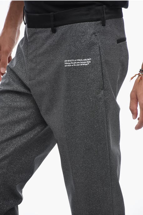 Glittery Tailoring Pants with Satin Detailing in Silver - Image 2