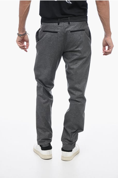 Glittery Tailoring Pants with Satin Detailing in Silver - Image 3