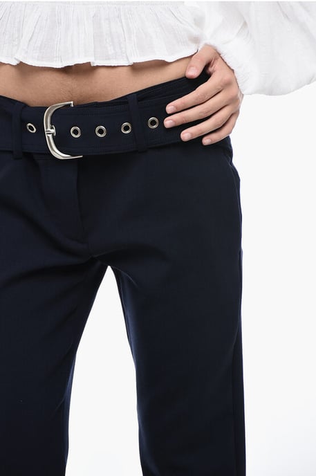 Low-Waisted Pants with Pleated Detail in Midnight blue - Image 3