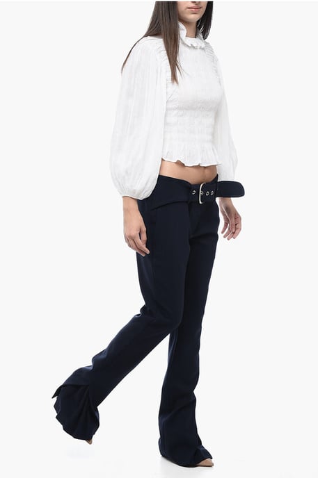Low-Waisted Pants with Pleated Detail in Midnight blue - Image 4