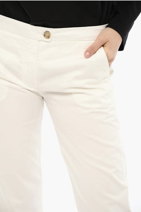 Regular Fit Pants with Split Ankle in White - Image 3