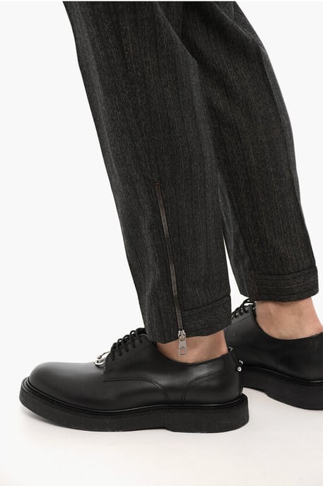 Slim Fit Virgin Wool-broek met enkelrits in grijs - Image 4
