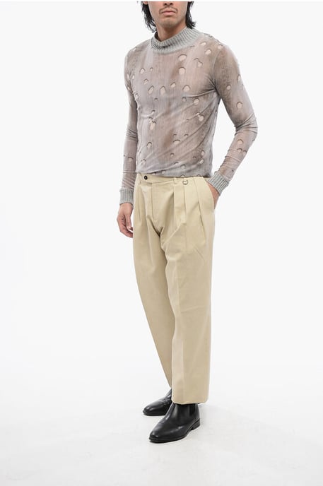 Plisserade LEXNDER-byxor med nitdetaljer i beige - Image 3