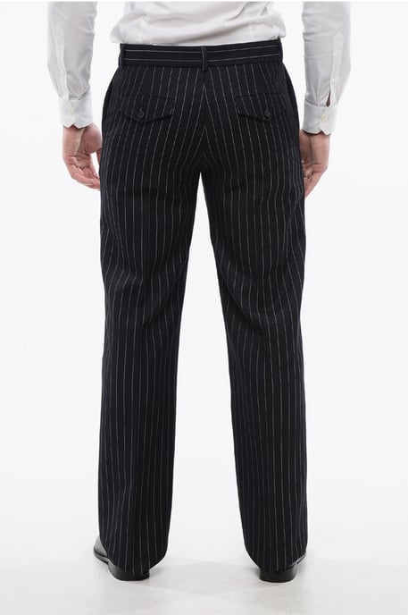 Pinstriped Wool Blend 23 Slim Fit Pants in Blue - Image 2