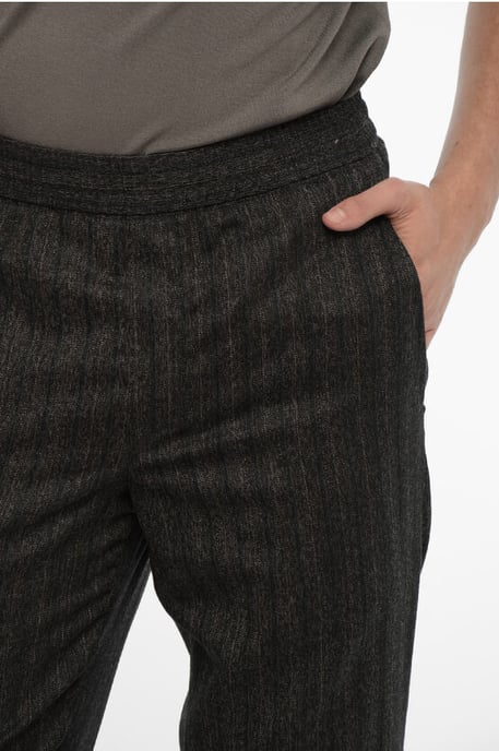 Virgin Wool Slim Fit Casual Pants in Gray - Image 3