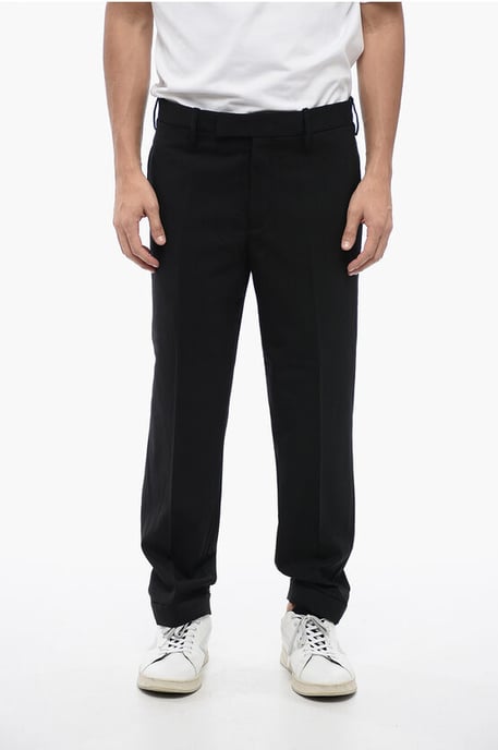 Regular Rise METAL HEM Wool Blend Pants in Black - Image 1