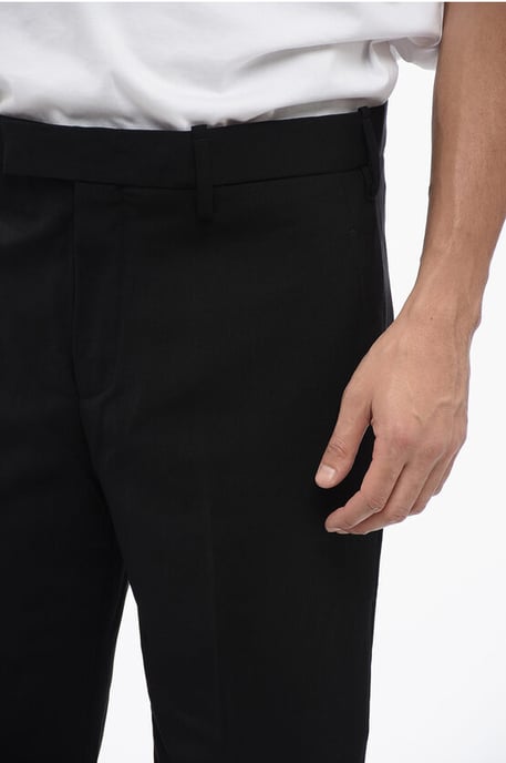 Regular Rise METAL HEM Wool Blend Pants in Black - Image 3