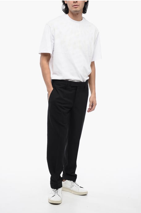 Regular Rise METAL HEM Wool Blend Pants in Black - Image 4
