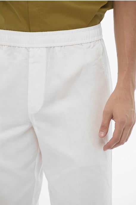 Slim Fit REM Pants with Elastic Waistband in White - Image 3