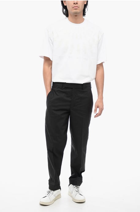 Regular Rise METAL HEM Cotton Blend Pants in Black - Image 4